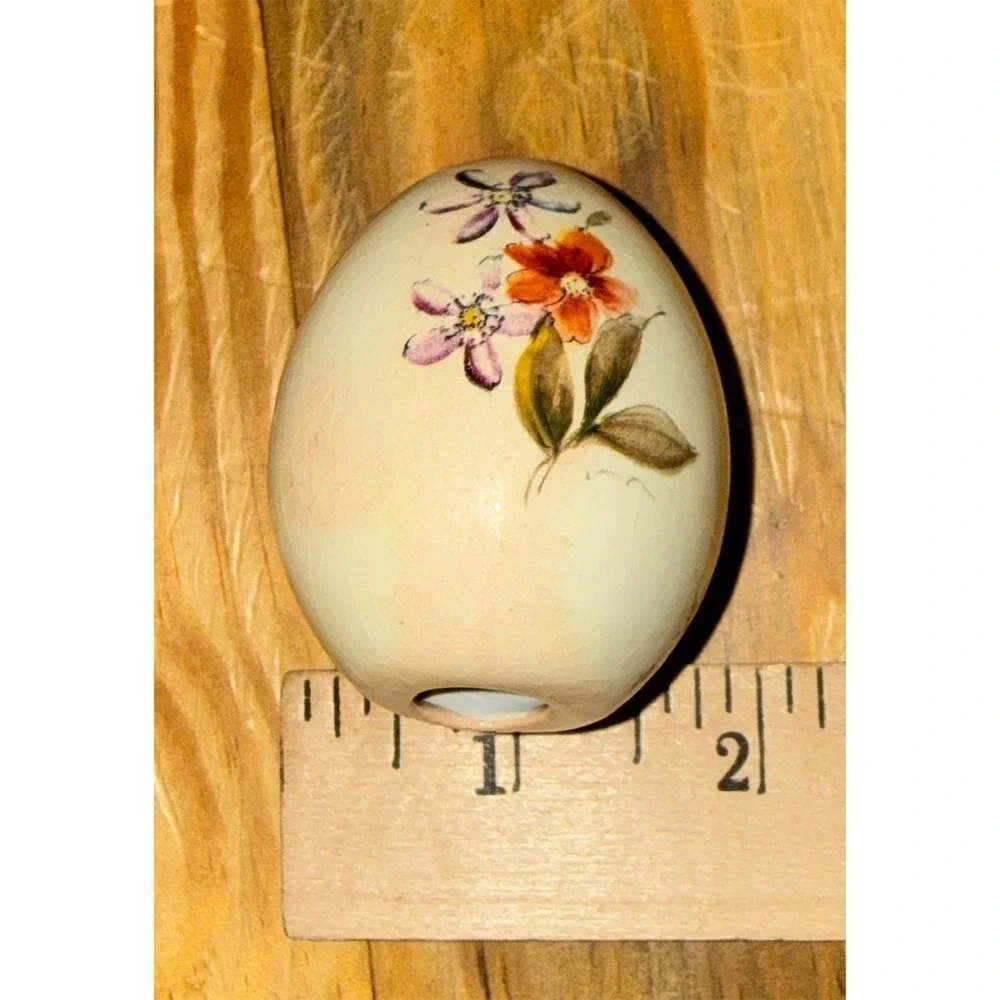 Vintage Crackle Glaze Floral Egg Mini Easter Spring Decor 2.5